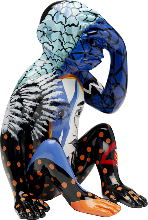 Deco Figurine Graffiti Monkey Blue 39cm