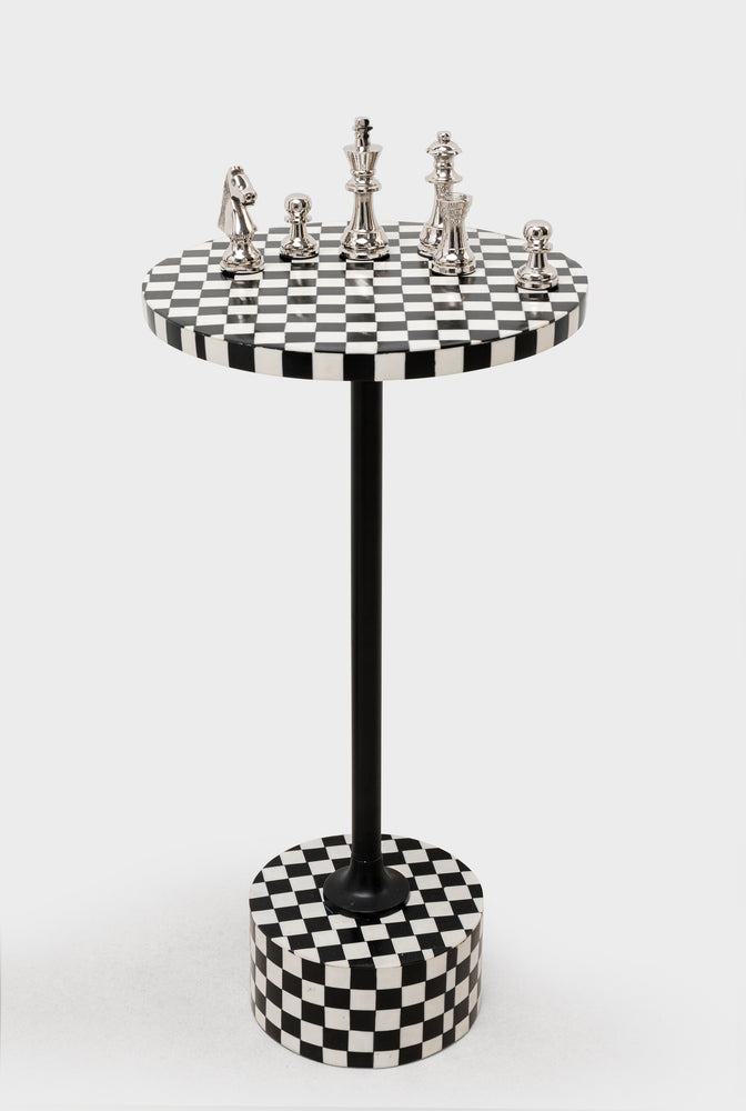 Side Table Domero Chess Black White Ø25