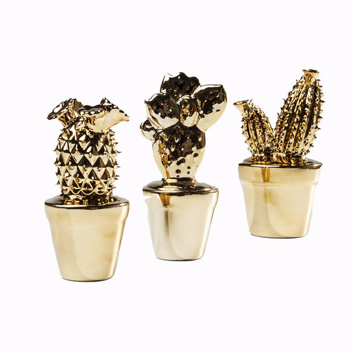 Deco Cactus Gold Glossy Small Assorted